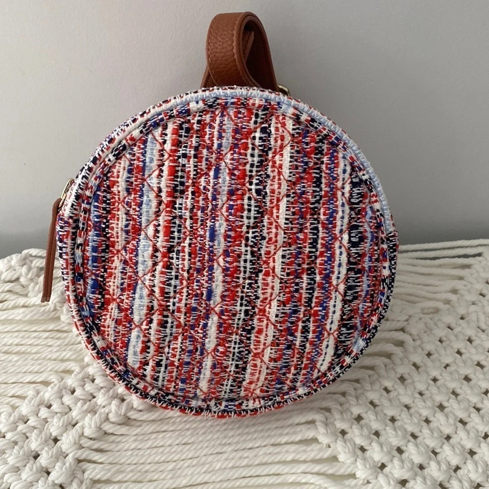 Girl’s Round Tweed Backpack Zippered Purse Janie And Jack Multicolored OS